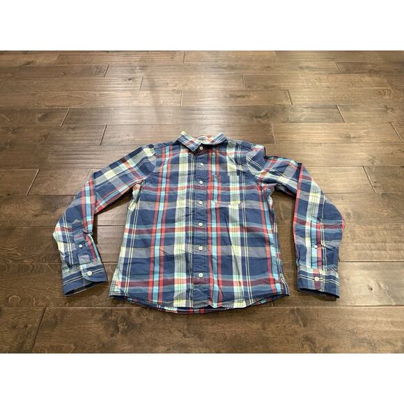 Abercrombie Fitch Muscle Mens Blue Red Plaid Button Up Long Sleeve Shirt Size M - Picture 2 of 9